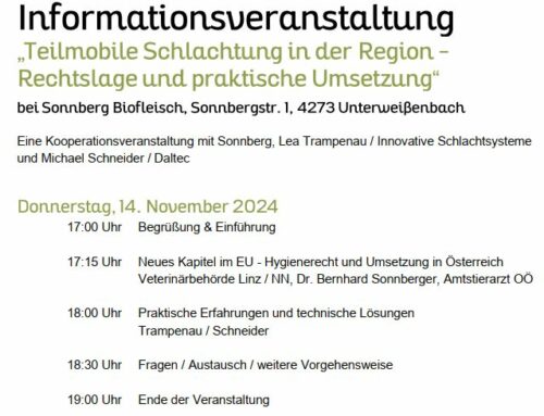 Infoveranstaltung - Teilmobile Hofschlachtung in Oberösterreich